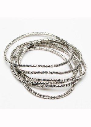 Eliza Gracious Crystal Encrusted Six Strand Stretch Bracelet